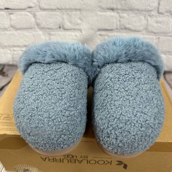 Koolaburra by UGG Women’s Peachee Closed Toe Faux Fur Slide Slipper Flat Blue 5 - Picture 3 of 11